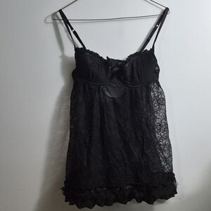 Victoria's Secret Black Lace Babydoll Chemise
